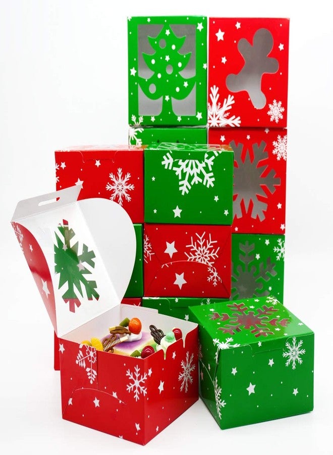 KALEFO 48 Pcs Christmas Cookie Boxes with Clear Window Bakery Gift Boxes for Holiday Cookies Cupcakes Treats Food Cardboard Pastry Container Xmas Party Favors Winter Supplies - Image 1